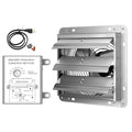Simple Deluxe 14 Inch Wall Mounted Shutter Aluminum Exhaust Fan with Temperature Controller and Power Cord Kit, 1600 RPM, 1000 CFM, for Attic, Garage, Louvered Vent, Plant, Greenhouse, Silver