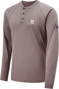 FR Shirts for Men Light Weight Flame Resistant Henley Shirts Long Sleeve Shirts HRC2/CAT2 6.5oz 100% Cotton