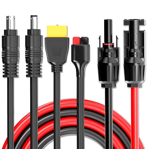 Goupchn 4-in-1 Solar Connector Extension Cable Splitter Solar Adapter to 45A Connector XT60 DC 8mm DC 5.5mm Adapter Charger Parallel Wire for Portable Power Station