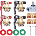 Battery Terminal Connectors 4 Pieces, Battery Terminal Cleaner, Copper Wire Lugs, Fiber Washers, Hex Wrench, Battery Terminals, Quick Disconnect Quick Release, for SAE/JIS Type A Posts