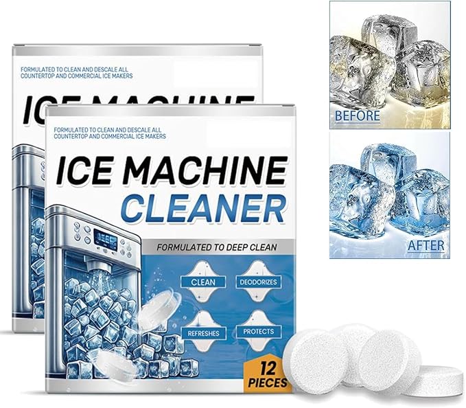Ice Machine Cleaner Maker Descaler - 12 Clean Tablets for Frigidair e Ice Machine, Helps Remove Hard Water and Mineral Buildup for Great-Tasting Ice