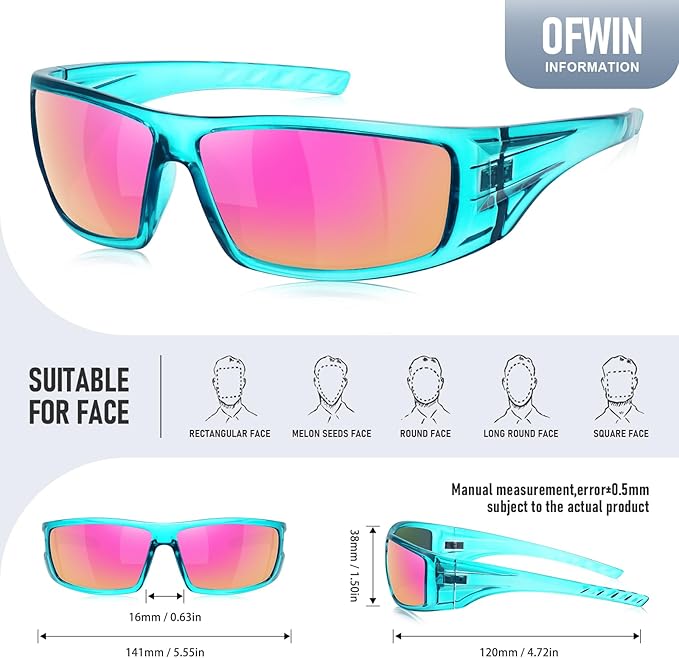 Polarized Sports Sunglasses for Men Women Unbreakable Frame Cycling Fishing Wrap Around Sunglasses UV400 Protection