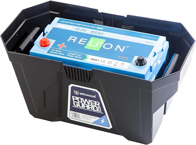 attwood 9070-7 PowerGuard Pro – Marine Grade Weather Resistant Battery Box Designed for Marine, RV, Camping, Solar and More – Group 24/27 Series Batteries, Black