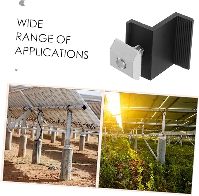 4pcs Aluminum Photovoltaic Bracket Pressing Block Solar Panel Mounting End Clamp Black Solar Bracket for Panel Support