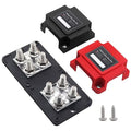 400A Power Distribution Block Bus Bar Pair with Cover Marine Bus Bar, Automotive, and Solar Wiring 8x3/8 M10 Studs Heavy Duty Power