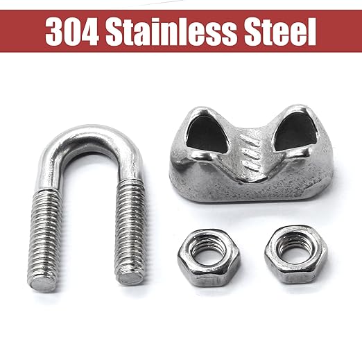 Luomorgo 20PCS M4 3/16" Wire Rope Cable Clip Clamp 304 Stainless Steel Saddle Clamp Cable