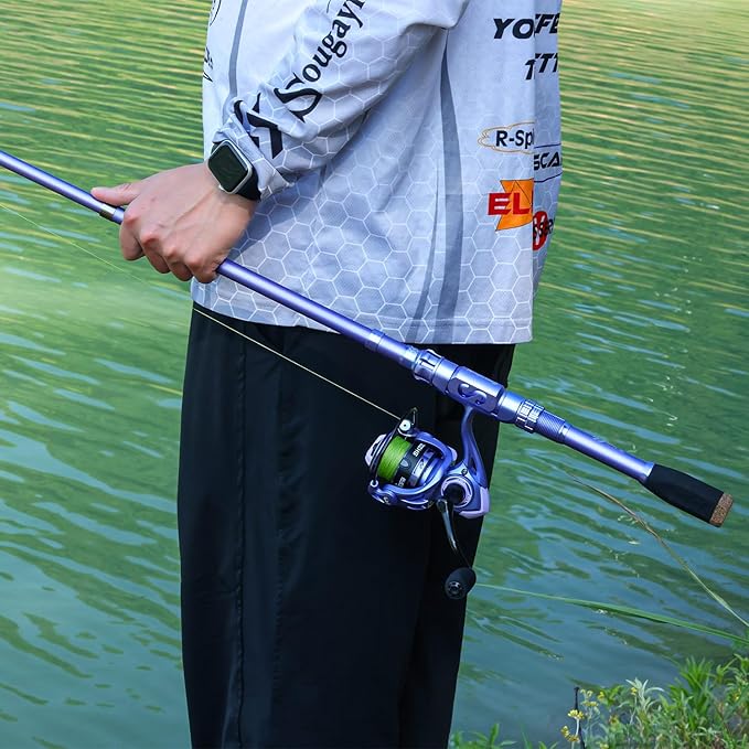 Sougayilang Fishing Rod and Reel Combos Carbon Fiber Telescopic Fishing Pole with Smooth Reel Combo Saltwater Freshwater Kit