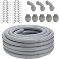 Liquid-Tight Conduit Connector Kit,Flexible Non Metallic Liquid Tight Electrical Conduit Kit,Waterproof Outdoor Electrical Conduit Pipe,Straight/Angle Fittings,Clamps (1 in x 100 ft)