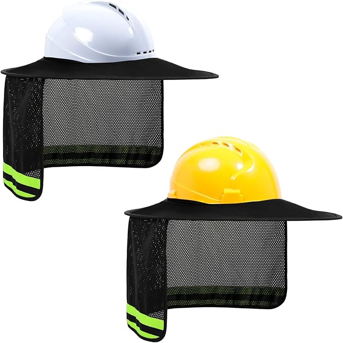 TCCFCCT Hard Hat Sun Shade, Full Brim Neck Shield, 2Packs, Hard Hat Not Included