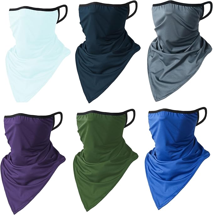 6 Pieces Sun UV Protection Face Mask Neck Gaiter Windproof Scarf Sunscreen Breathable Bandana Balaclava for Sport Outdoor