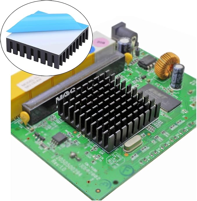 5PCS Aluminum Heat Sink 35x35x10mm / 1.38x1.38x0.39inch Small Heatsink 35mm with Thermal Tape for CPU IC LED Board Cooler for Cooling Stepper Motor TEC1-12706 Peltier Module, Black