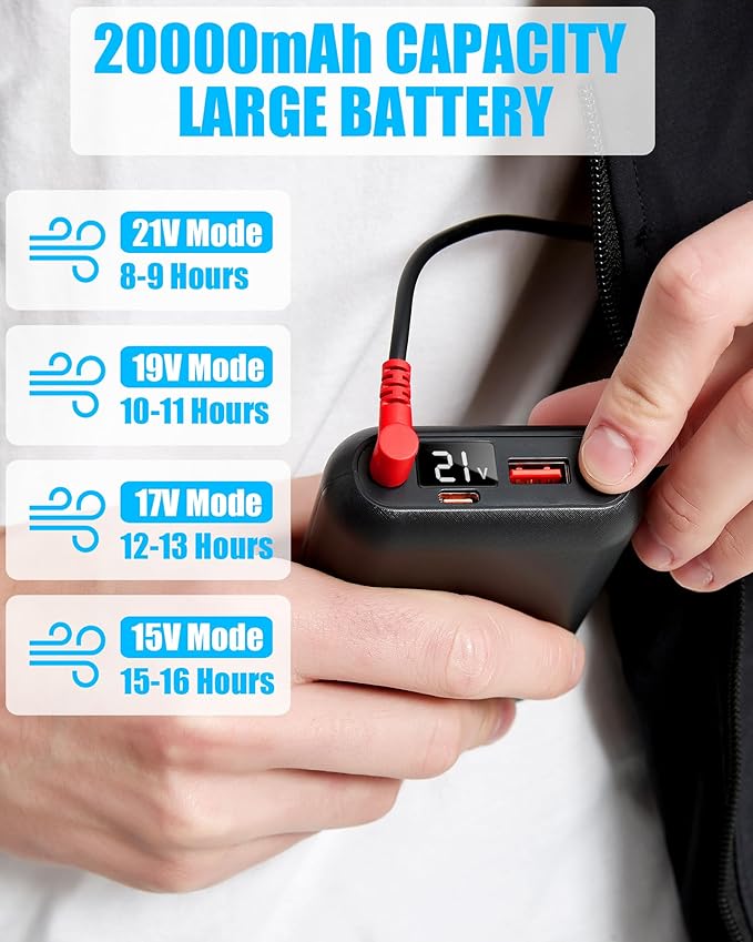 Cooling Vest Jacket with 2 Fans - Men and Women 21V Air Conditioner Vests, With 20000mAh Battery