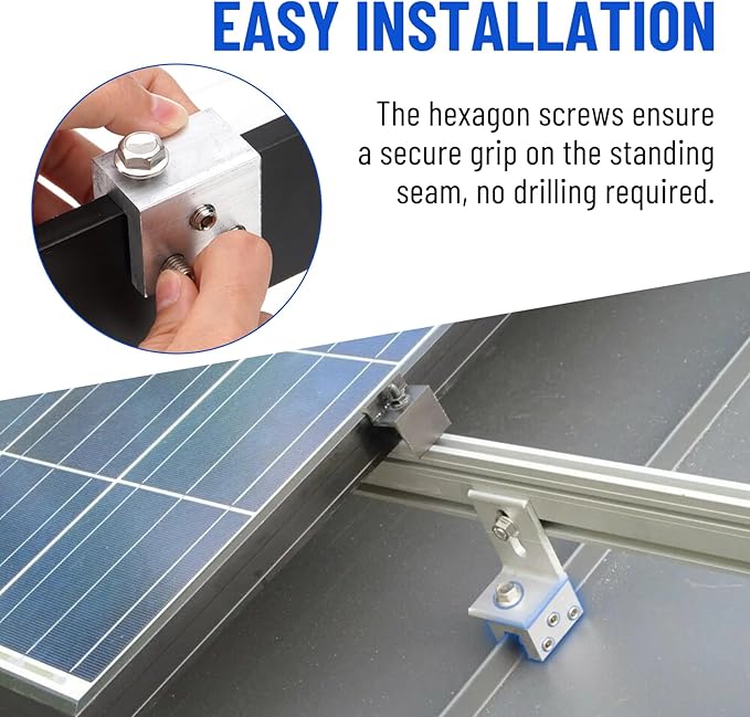 6PCS Standing Seam Roof Clamps, Metal Roof Fixing Clamps, Racking Bracket for Solar Panel Module Installation, Starlink Base, Heat Cable and Snow Guard Attachment