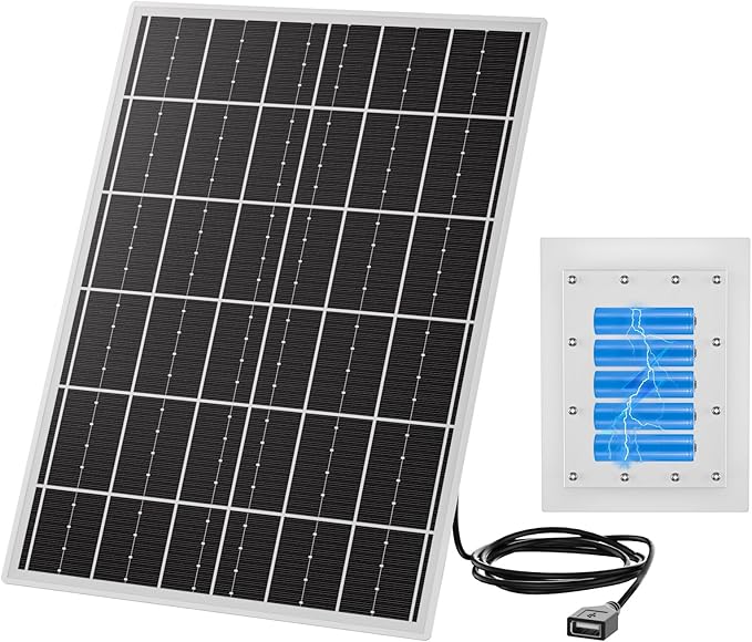 15W 5V Solar Panel Kit with 20000mAh LiFePO4 Battery, MPPT Controller - Power Outdoor Cameras, Security Cameras, WiFi Devices - USB Port, Waterproof Monocrystalline Solar Charger for RV/Boats