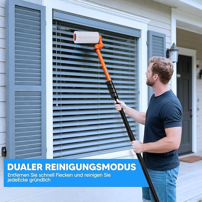 Solar Panel Cleaning Brush and Pole-Replacement Cleaning Brush Head for Solar Panlel, Outside High Window, Roof (White)