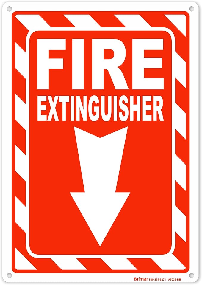 Brimar Fire Extinguisher Signs,7"x10" (4 Pack) .040" Heavy Rust-Free Aluminum Metal Safety Signs, UV Ink Printing, Weatherproof, Fade Resistant, for Business, Office, Home Indoor & Outdoor Use