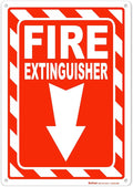 Brimar - 7" x 10" - Fire Extinguisher Sign - Rust-Free Aluminum - Bold Text And Symbol - High Visibility