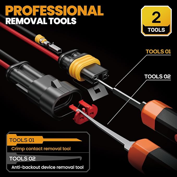 SOMELINE Crimping Tool Kit, Waterproof Automotive Electrical Connectors (1/2/3/4/5/6 Pin), 22–14 AWG Ratchet Crimper & Terminal Removal Tools for Car/Motorcycle/Boat