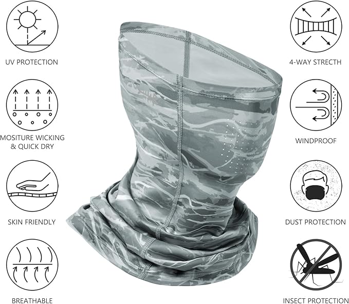 BASSDASH Neck Gaiter Mask UPF 50 Sun Protection for Men & Women, Fishing, Hiking, Outdoor