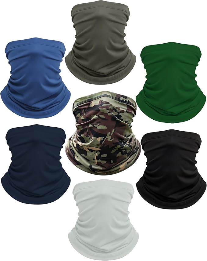 Xeoxarel Neck Gaiter, 7 Pack Cooling UV Protection, Bandana Face Mask Scarf for Men and Women