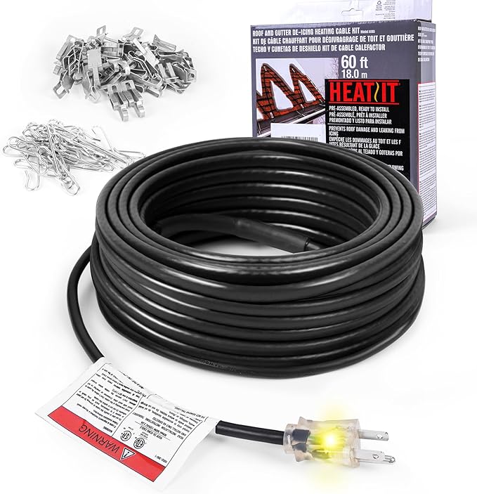 HEATIT HIRD 60 feet 5 Watts Per Foot Roof & Gutter Snow De-Icing Cable