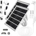 8W Solar Panel Charger for Outdoor Security Cameras, with Micro USB/USB-C and DC (35 x 135) Port, Fits Ring/Eufy/Wyze/Bird Feeder Camera, 13ft Cable, Fast Charging (2 Pack)