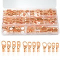 60 PCS Battery Terminal Connectors, Battery Cable Ends Lugs, 4 6 8 Gauge Wire Connectors, 1/2" 1/4" 3/8" 5/16" Stud Ring Terminals, Copper Wire Lugs.