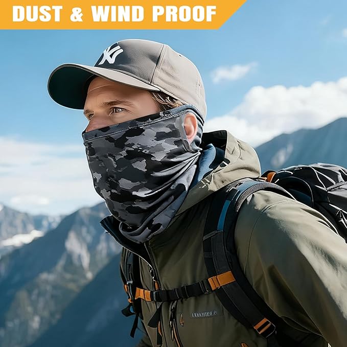 HONGTEYA 6 Pack Summer Neck Gaiter, UV Protection Cooling Face Mask, Breathable Bandana Head Scarf for Men Women