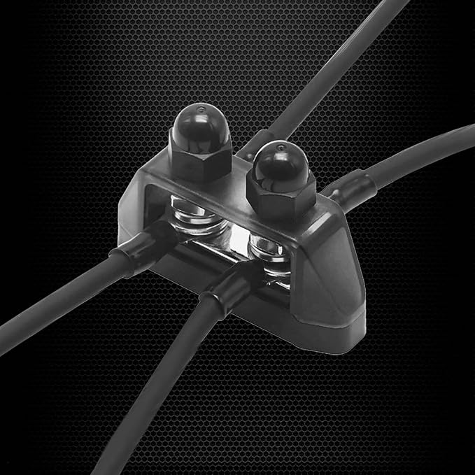 Ampper 5/16" Power Distribution Block Bus Bar 12V 200A, Dual Studs M8 Busbar Battery Junction Post Distribution Block for Car and More (W/Cover, Red and Black)