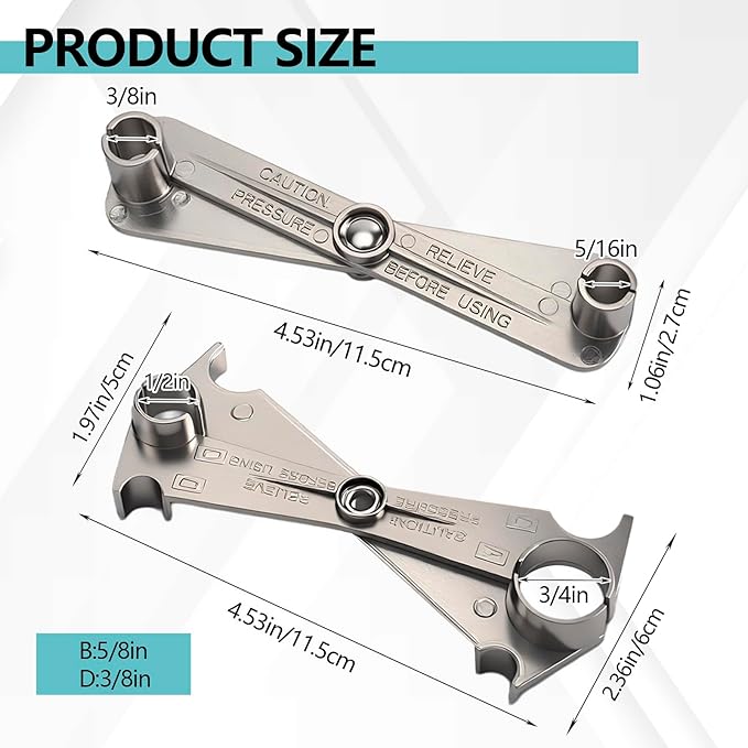 2PCS Scissor Fuel Line Disconnect Tool, Fuel Filter Removal Tool for 3/4" 5/8" 1/2" 3/8" 5/16", Multi-Purpose Wrench for Fuel, Heater & A/C Line Service, Compatible with GM Ford Mazda