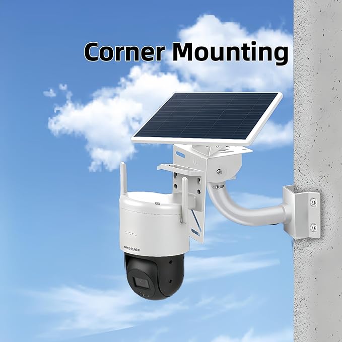 Security Camera Solar Panel Mount, 2-in-1 Aluminum Alloy Bracket for Corner & Pole, Heavy Duty Waterproof Rust-Proof Mount Kit for CCTV Dome/IP Cameras, Indoor/Outdoor Use