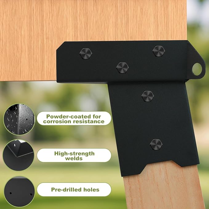 Deer Stand Brackets 4x4 Deer Blind Bracket - 4Pcs Outdoor Elevator Brackets Compound Angle Platform Bracket for Hunting Blinds, Tree Houses, Shooting Shack, Observation Decks, Tower Stands