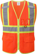 Reflective Safety Vest for Men Women with Multiple Pockets Class 2 High Visibility Mesh Vest Hi Vis Construction Work Vest,Meets ANSI/ISEA Standards(EK1-178-Orange-XL)