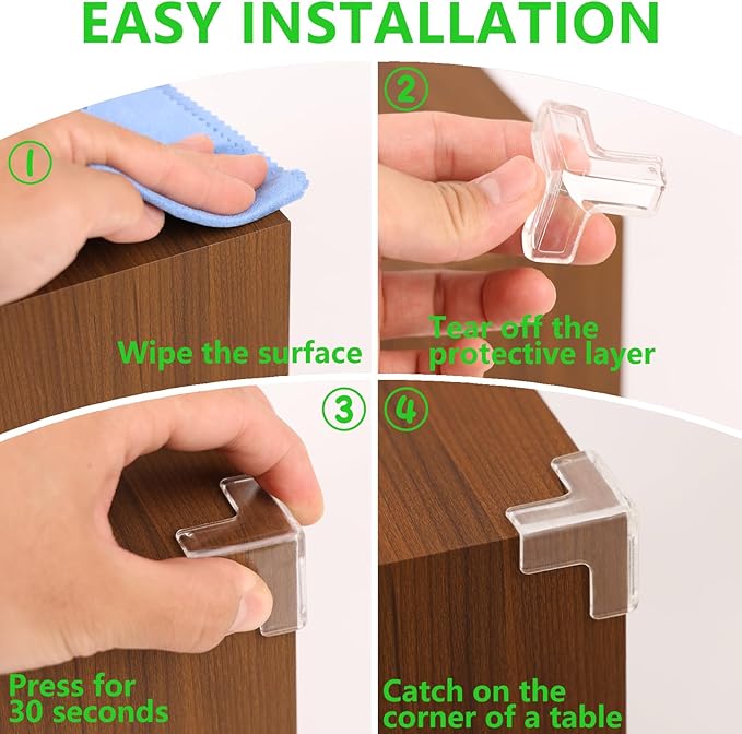 Transparent Corner Protectors - Baby Safety Edge Guards for Furniture, Clear Sharp Corner Covers for Dining Table Baby Proofing (15 Pack T-Shaped)