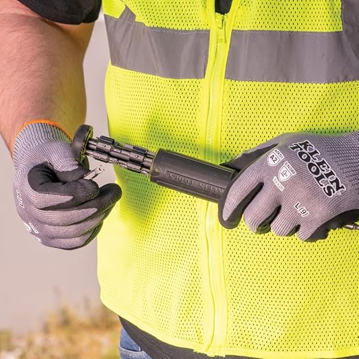 KLEIN TOOLS 60586 Work Gloves, Knit Dipped Cut Resistant ANSI A2 Nitrile Coated Gloves, HPPE Fabric, Touchscreen Capable, X- Large, 2-Pair