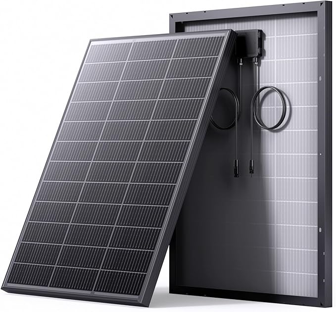 N-Type 16BB 100 Watt Solar Panel, 100W Solar Panel with 25% High Efficiency Monocrystalline PV Module, Compact Space-Saving for RV, Van, Marine and Off-Grid 12V System