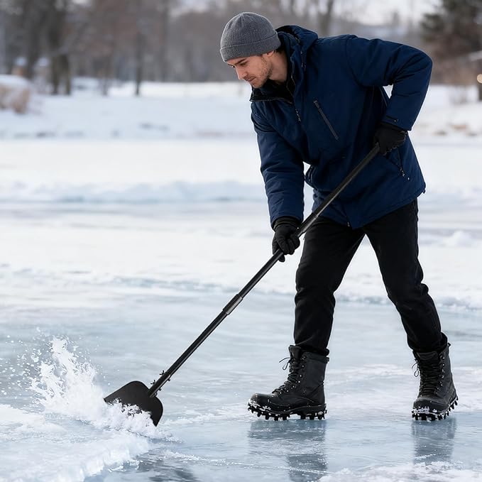 Flat Shovel, Ice Scraper & Ice Chopper, 54 Inch Garden Cleaning Scraper with Adjustable Handle, Heavy Duty Snow Shovel Tool for Driveway Sidewalk Road Outdoor Cleaning