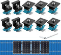 Anbte 10 PCS Solar Panel Mounting Brackets for Unistrut, Aluminium 30mm/35mm 6 x T-Shaped Mid Clamps + 4 x End Clamps, Solar Panel Mounting Kit for Metal, Tin, Flat, Sheet Roofs, RV, Black