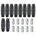Linkstyle 10PCS Waterproof IP68 Junction Box, Outdoor 2 Way Electrical Cable Connector, with Replaceable Lever Wire Connectors for AWG 28-12 Gauge Wire 2 in 2 Out Quick Terminal