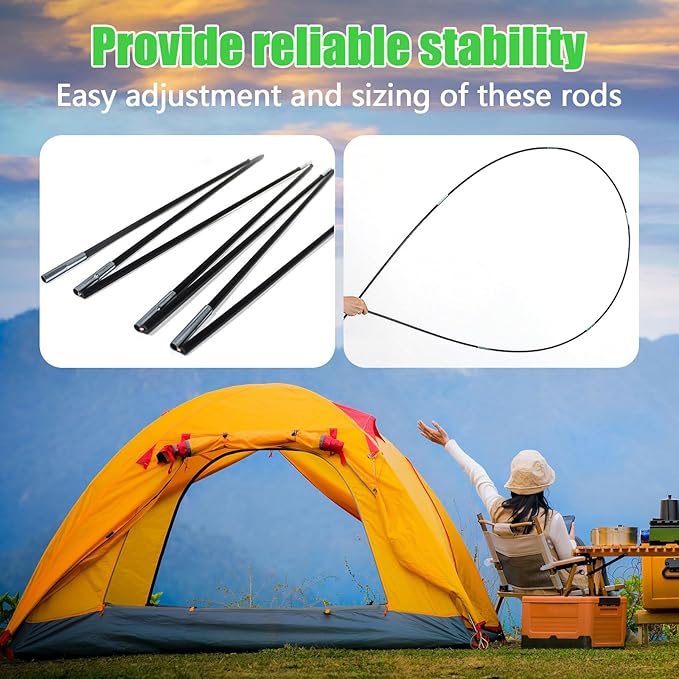 Fiberglass Tent Pole,Kids Tent Replacement Poles for Kids,8mm Tent Poles Replacement; Tent Pole Repair Kit;Beach Tent Pole;Suitable for All Kinds of Indoor and Outdoor Camping Tent;2PCSX 13.1FT