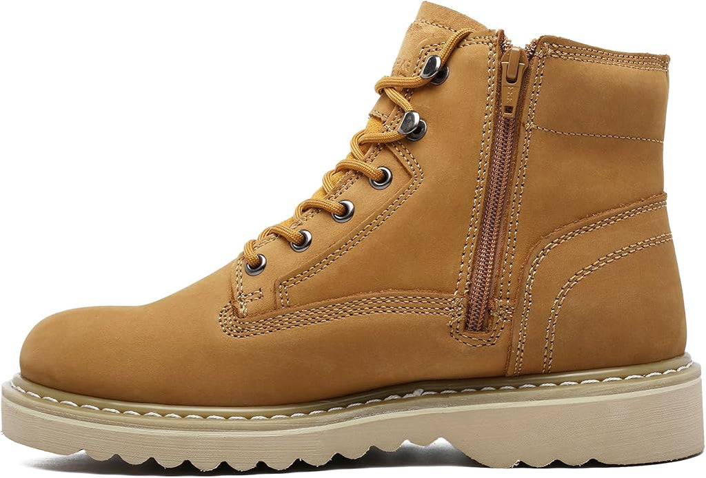 Side Zipper Soft Toe Work Boots for Men 6" with Welt Construction, Lightweight Utility Nubuck Leather Shoes, Featuring Speed Hooks, Slip & Water Resistant Mens Ankle Workboots