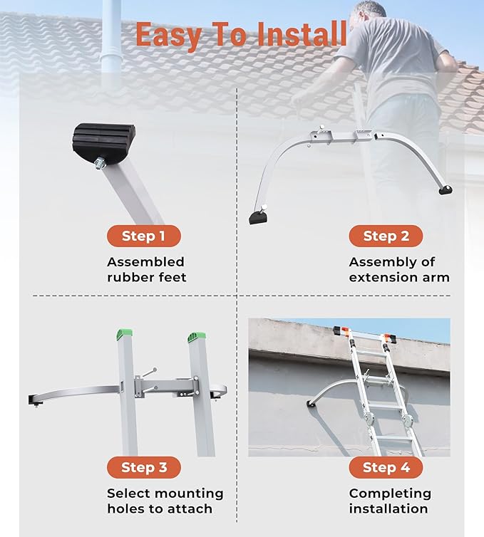 Extension Ladder Stabilizer for Roof Gutter, 450 Lbs Weight Rating, Standoff Roof Ladder Accessories, Lightweight and Easy to Use