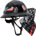 Full Brim Hard Hats Construction OSHA Approved with Visor-Vented Hard Hat with Neck Gaiter with Ear Loops,Safety Hard Hats for Men with Chin Strap ANSI Z89.1 Type 1 Class C,6-pt Suspension