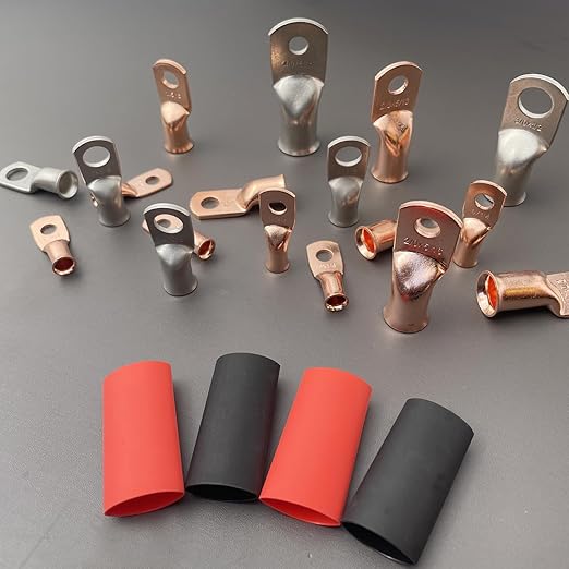 2 AWG 5/16" Stud (25 pcs.), Heavy Duty Tinned Battery Cable Lugs 2 Gauge Wire Connectors 2 AWG Copper Ring Terminals Copper Wire Lugs