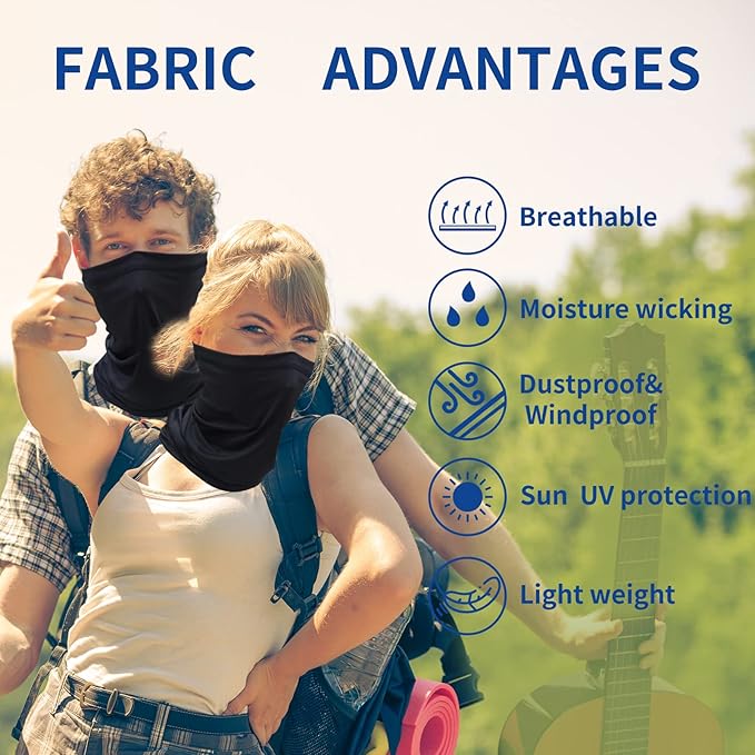 SHEVERCH 6 Pack Neck Gaiter Face Mask Sun Protection Cooling Bandana Face Cover Windproof Dustproof Neck Scarf