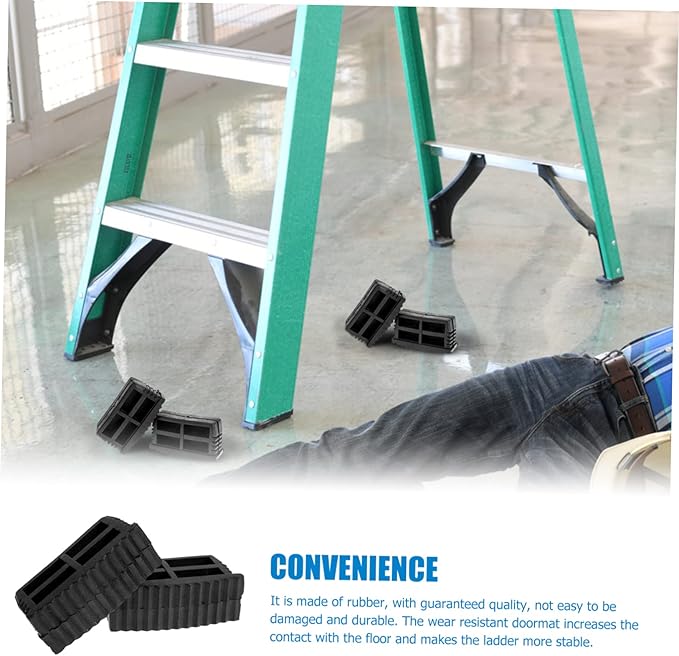 STOBOK 4pcs Non-Slip Rubber Ladder Feet Covers Sturdy Anti-Slip Mats for Extension Ladders Safety Accessories for Home and Construction