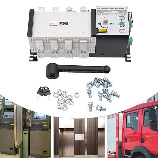 Dual Power Automatic Transfer Switch 4P 250A ATS Dual Power Generator Changeover Switch 110V Mini Electrical Selector Switches