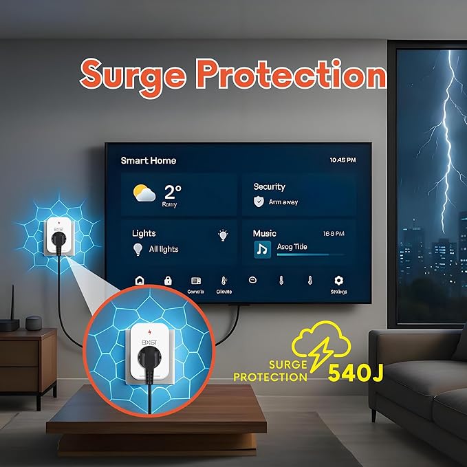 BXST Single Outlet Surge Protector for Refrigerator Small Wall Tap Surge Protector Single Plug 120V Small Socket Lightning Protection for PC, TV, Phone, PS5 and Home Appliances, 15A, 1800W, 4 Pack