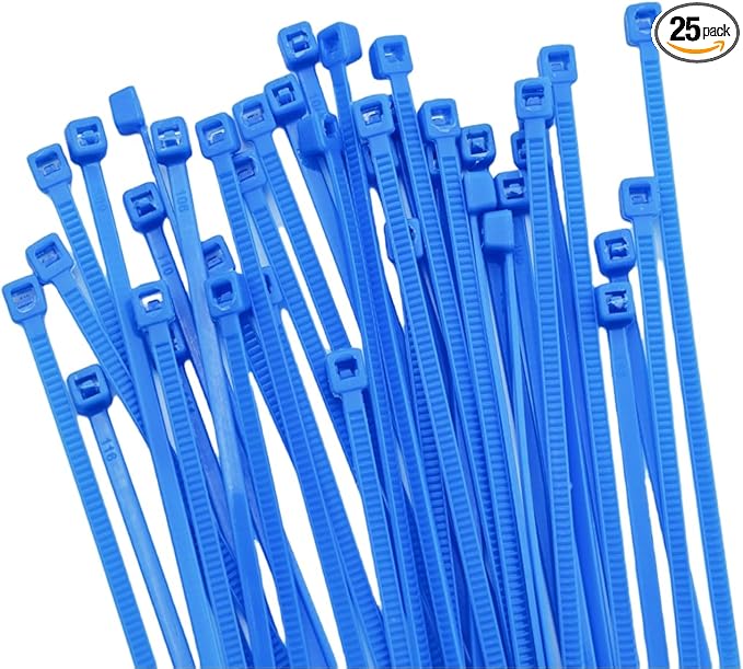 8 inch Zip Ties-0.14" Width, 25 PCS Wire Ties with 40lbs Strength, Self-Locking Nylon Cable Ties, UV Resistant, High/Low Temperature Resistant, for Home, Office, Fencing, and Gardening-Blue
