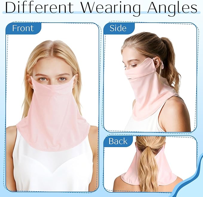4 Pcs UV Sun Protection Face Mask with Neck Coverage Neck Gaiter Scarf UPF50+ Face Shield Breathable Cooling Design for Summer Outdoor Activities
